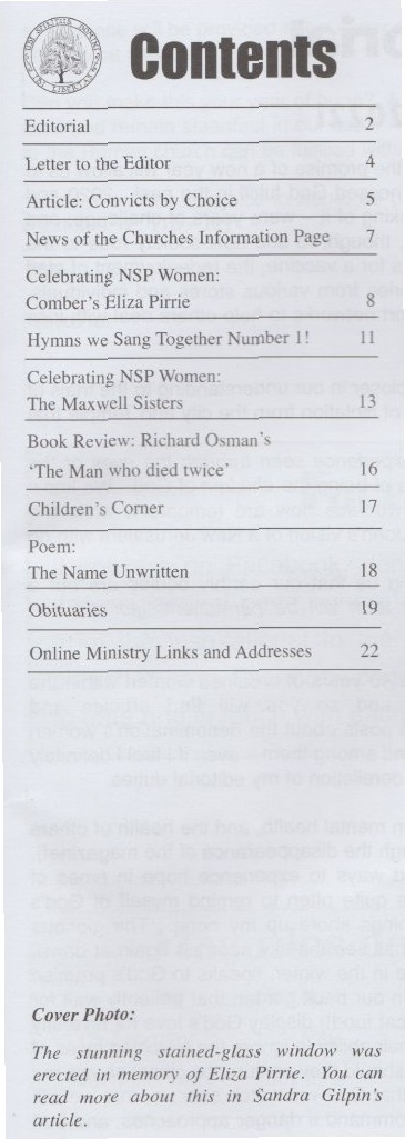Non-Subscribing Presbyterian Magazine:  Table of Contents 